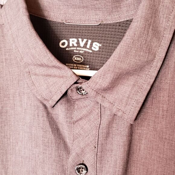 Orvis Dark Gray 2 pocket Short Sleeve Finshing button Down Shirt Size XXL - Picture 3 of 11
